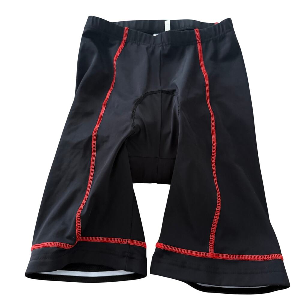 Womens black and white cycling shorts sz M red black padded triathlon Ironman